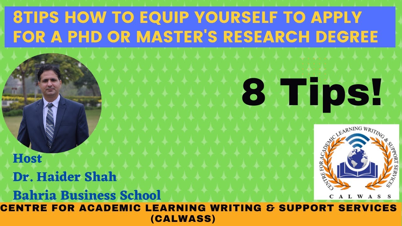 8 Tips To Apply For a PhD or Master's Research Degree (in English).