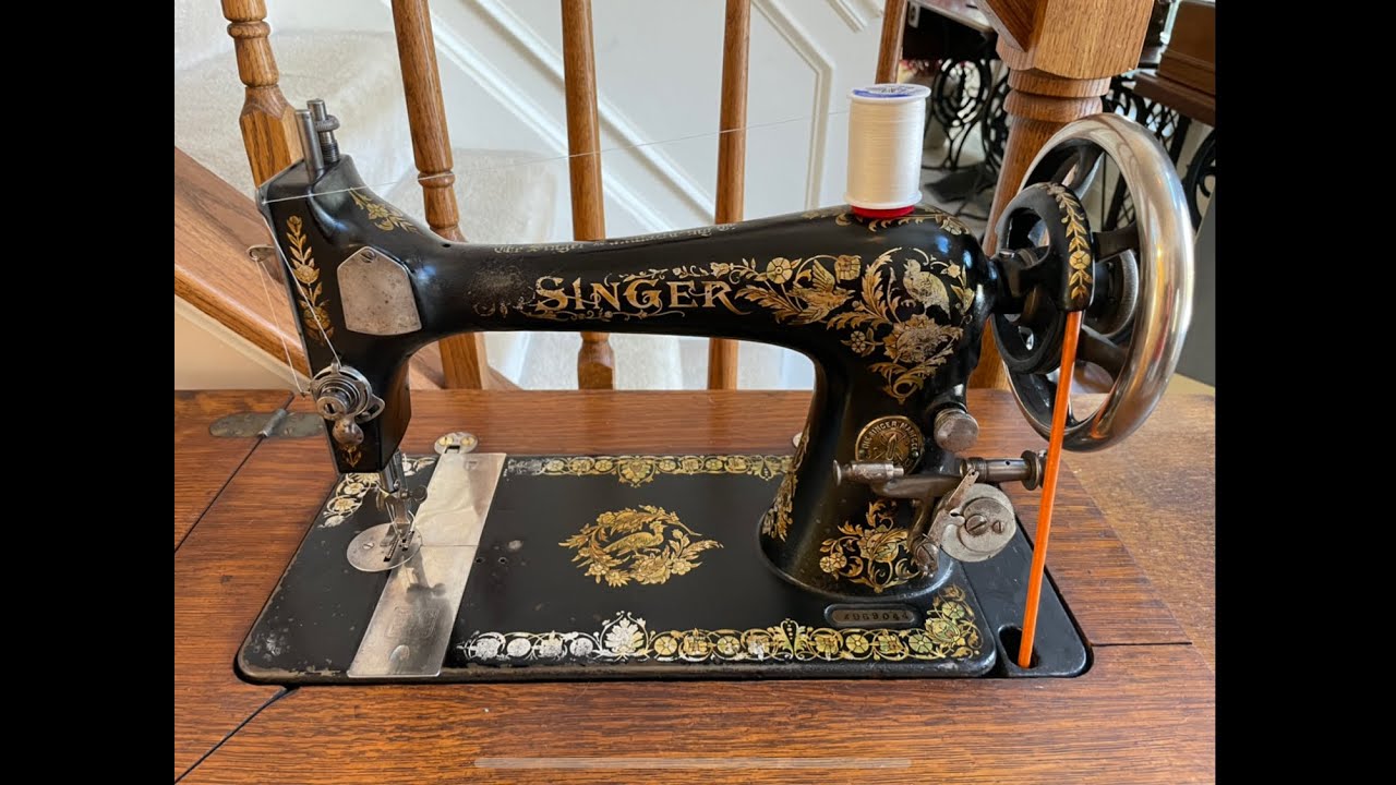 Threading a Singer model 27 Antique Sewing Machine