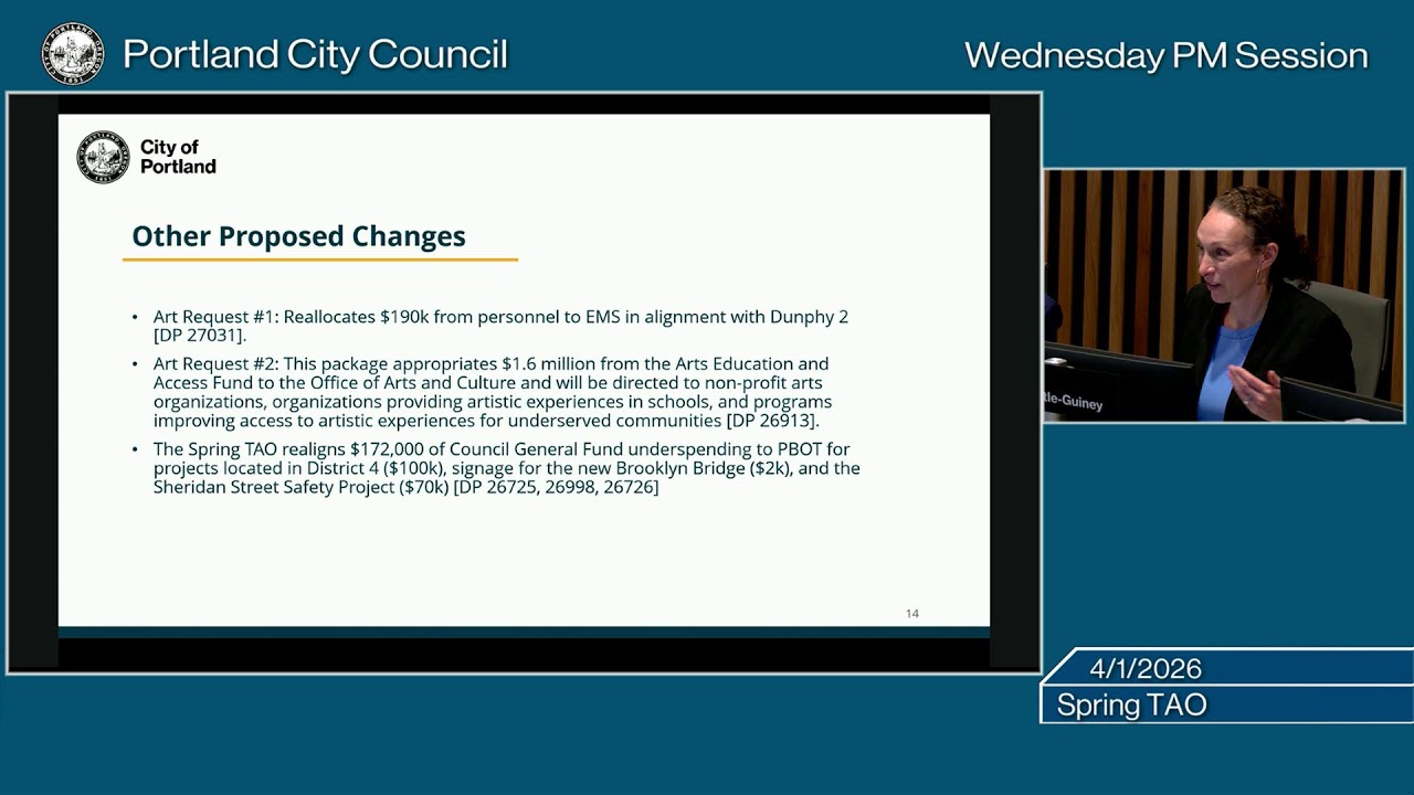 Portland City Council Spring TAO Work Session 04/01/26