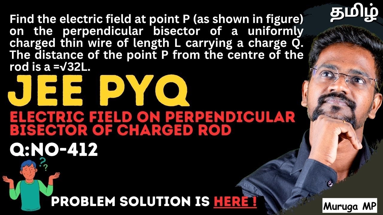 JEE PYQ|Class 12 Physics|Electric Field on Perpendicular Bisector of Charged Rod|Muruga MP #physics