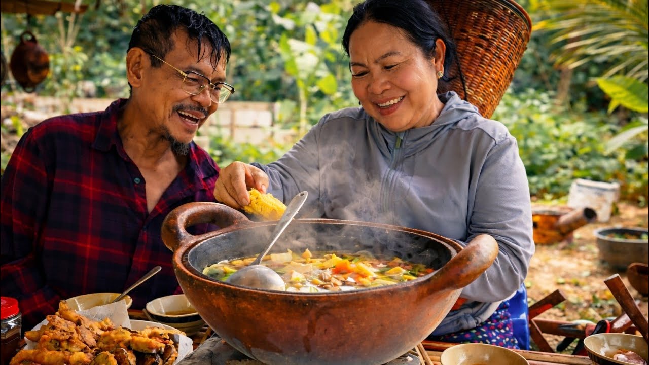 Ẩm Thực Chay Quê Vườn "Lẩu Tiêu Xanh & Nấm Giả Ốc Chiên Giòn" | Uthuyvlogs.