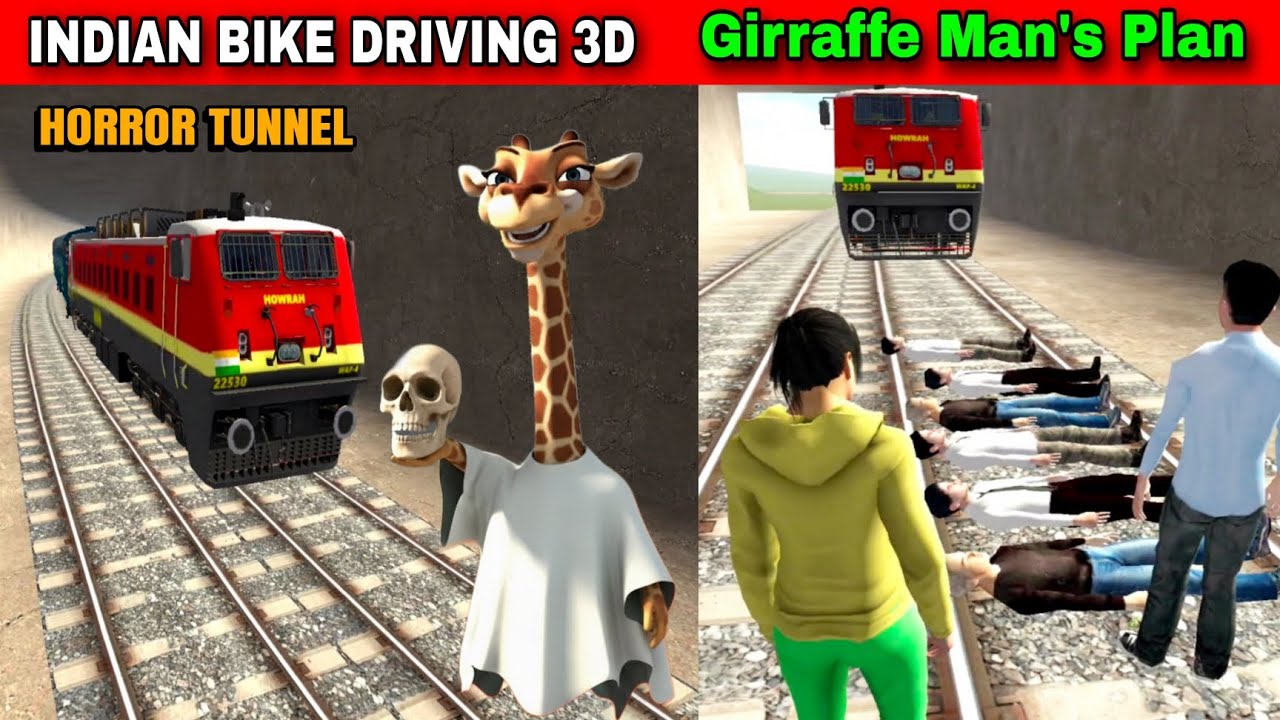 Horror Tunnel Giraffe Man's Plan | Funny Gameplay Indian Bikes Driving 3d 🤣🤣
