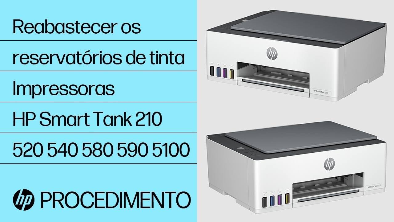 Como reabastecer os reservatórios de tinta | HP Smart Tank 210, 520, 540, 580-590, 5100 | HP Support