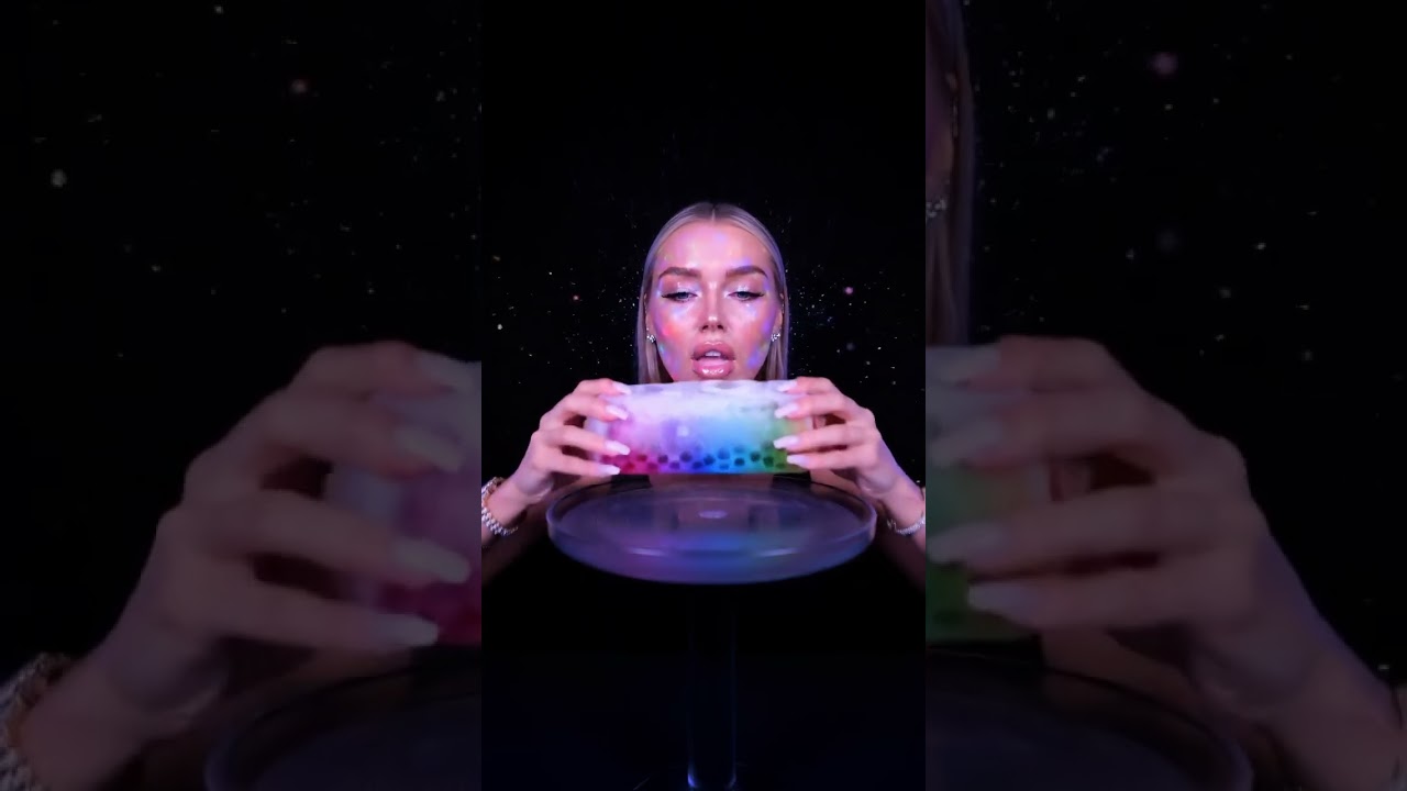 Frozen Rainbow Boba Treat! 🧊🌈🧋 #asmr #asmrshorts #mukbang #eatingsounds #foodasmr #asmreating