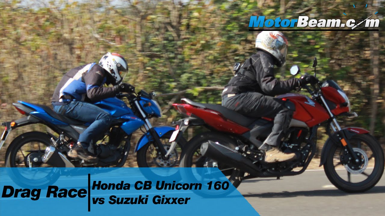 Honda CB Unicorn 160 vs Suzuki Gixxer - Drag Race | MotorBeam