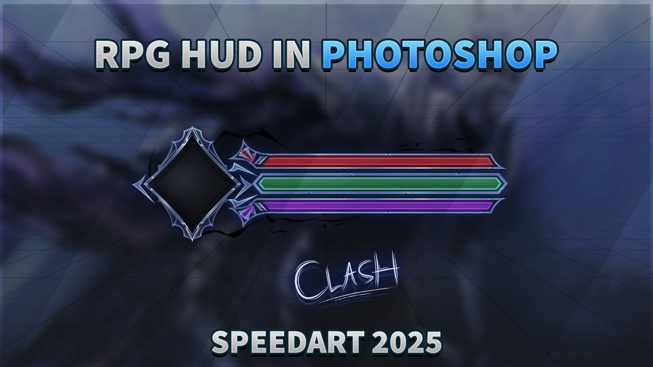 Fantasy RPG Detailed HUD User Interface Photoshop CC | Detailed RPG Game UI Speedart 2025