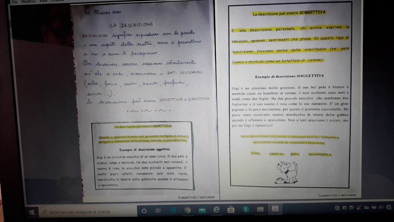 La descrizione oggettiva e soggettiva