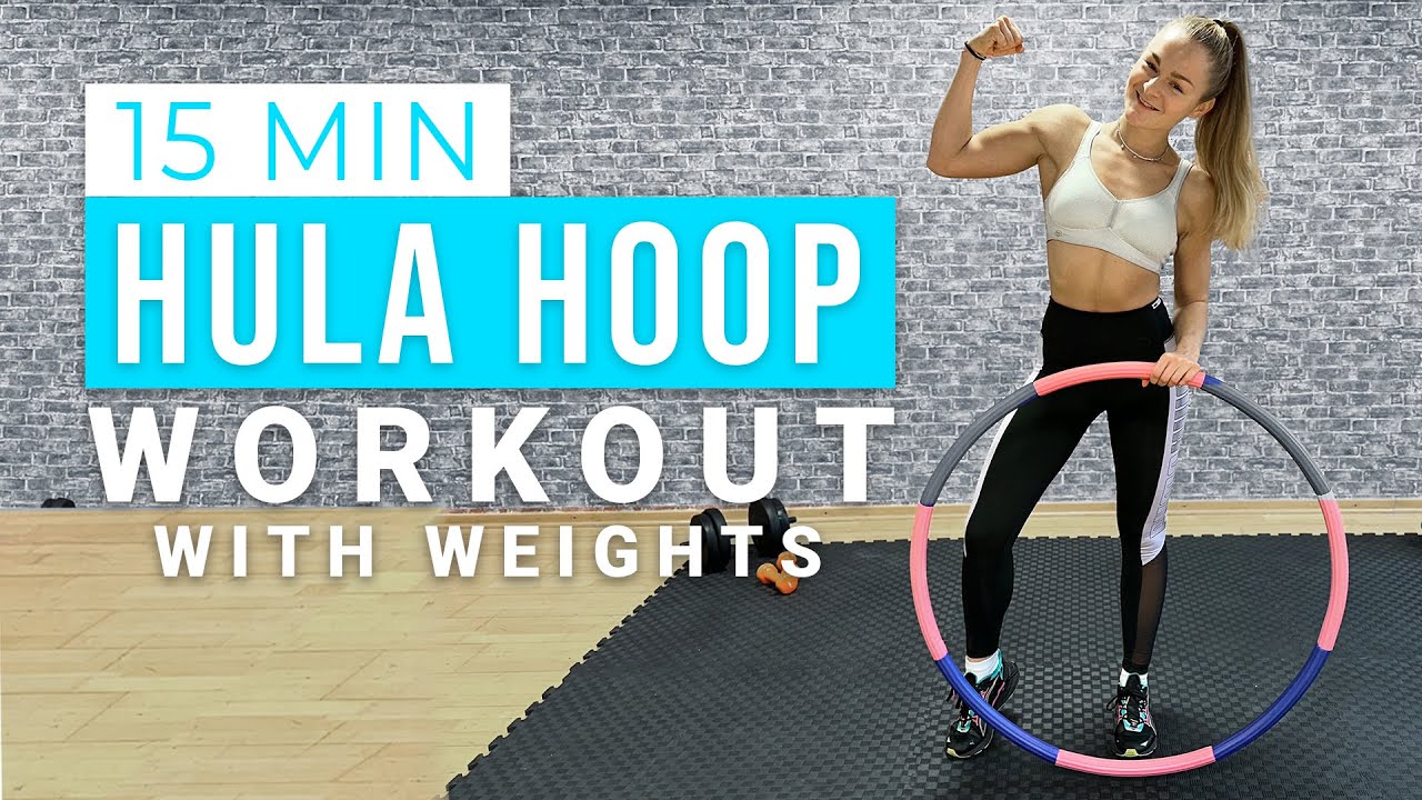 15MIN Hula Hoop workout with dumbbells// no talking // with music