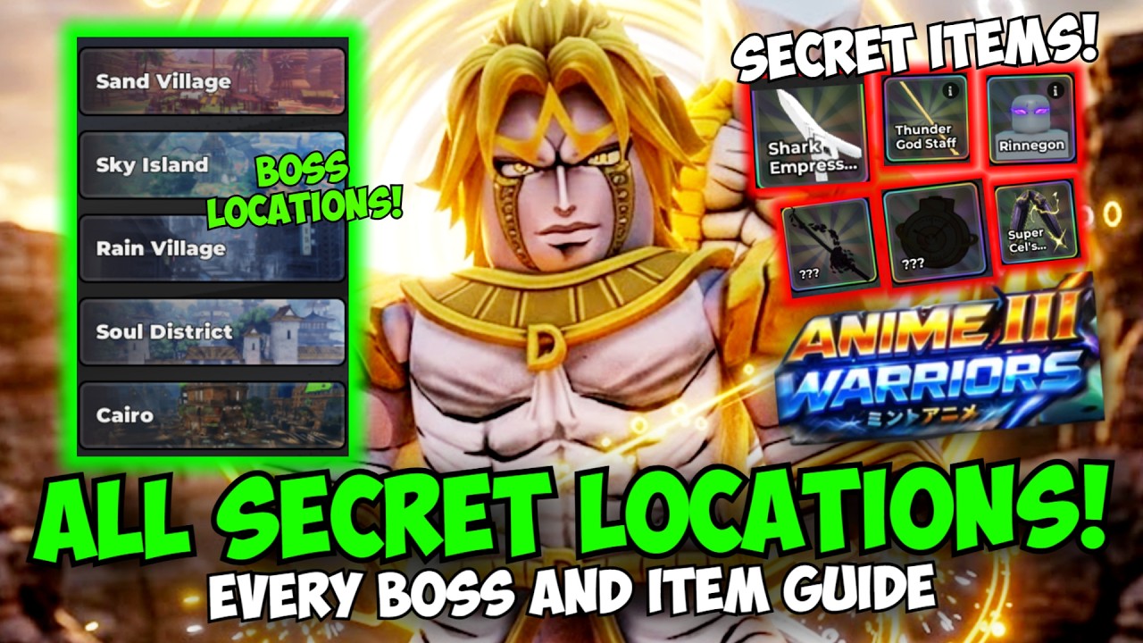 All Secret BOSS & ITEM Locations in Anime Warriors 3! (JOJO UPD)