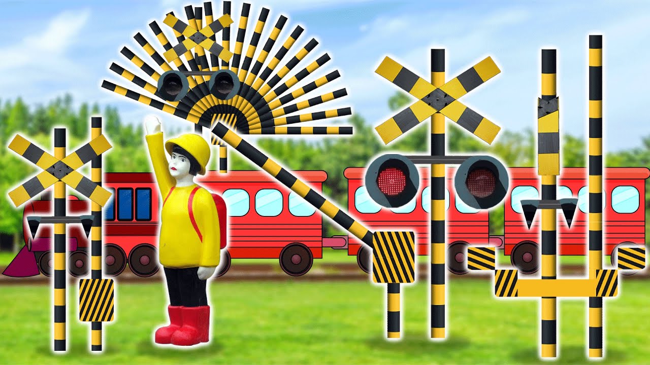 【 踏切アニメ 】踏切カンカン総集編2 不思議な形の踏切たち🚀🚀🚀Expanding railroad crossing