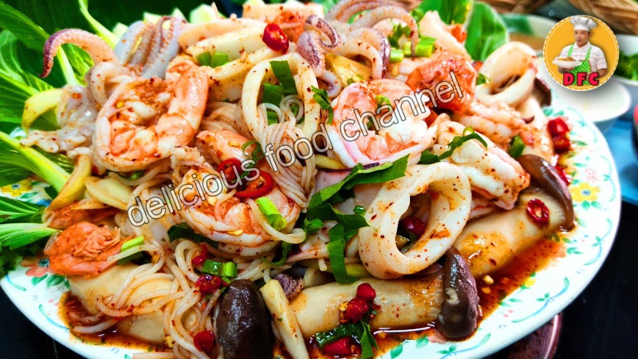 ញំនំបញ្ចុករបៀបថៃពេញនិយមណាស់|ยำขนมจีนสูตรอาหารไทย