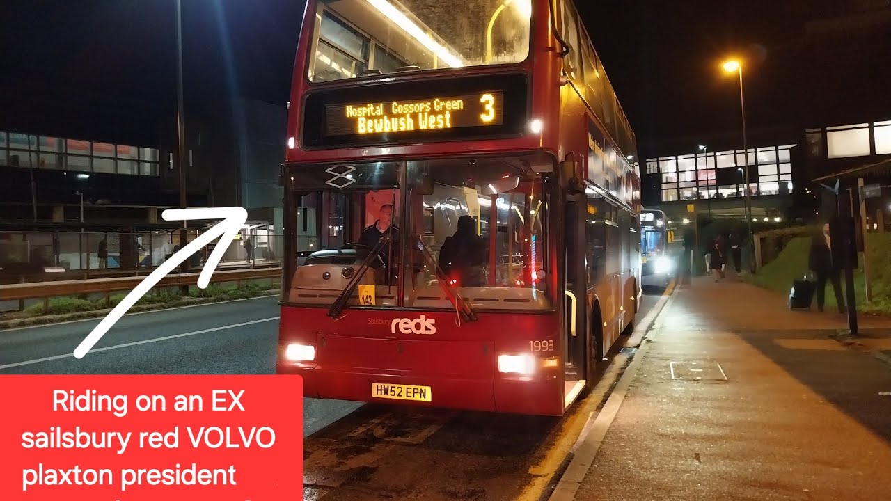 Riding on an EX sailsbury red VOLVO plaxton president on load to metrobus: Route 3
