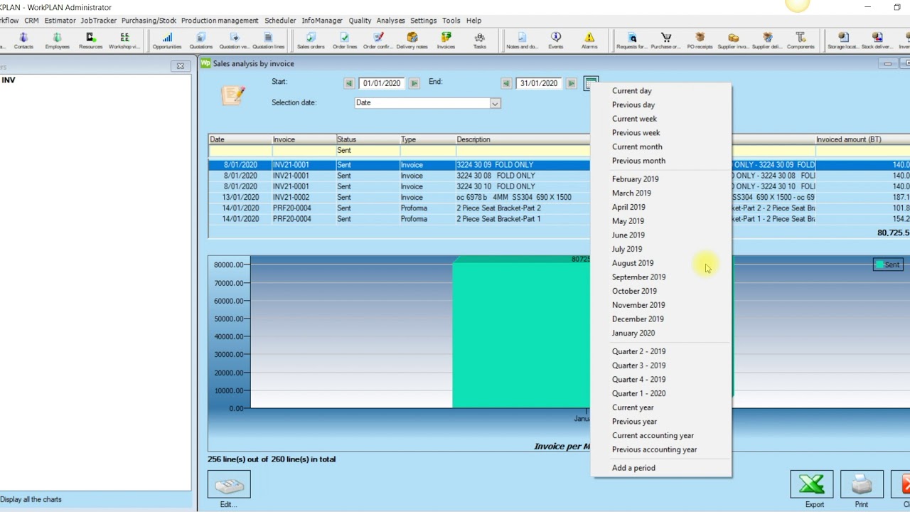WORKPLAN ERP MES Software Create an Analyses Report