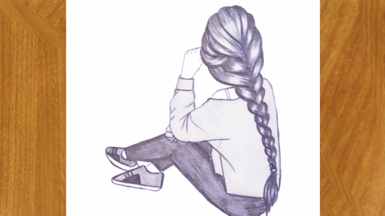 كيفية رسم فتاة جالسة من الخلف || تعلم رسم بنت بقلم رصاص للمبتدئين ||  بنت