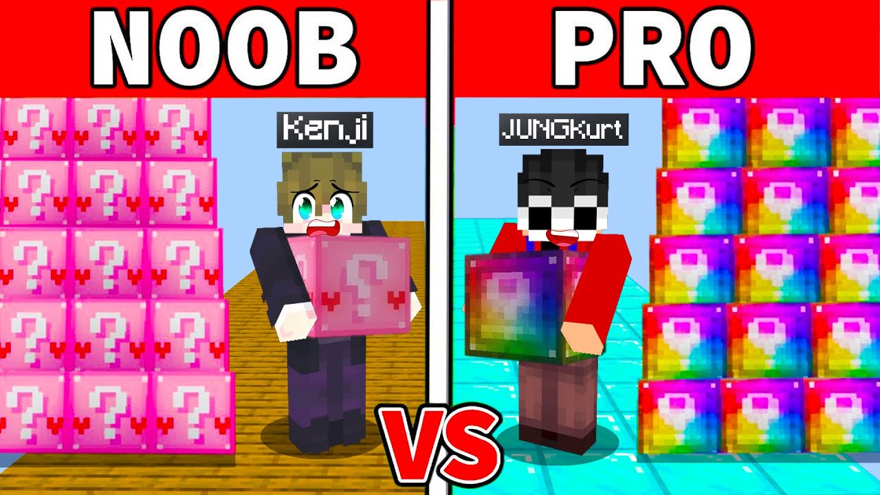 Dirt Lucky Block vs Rainbow Lucky Block in Minecraft..