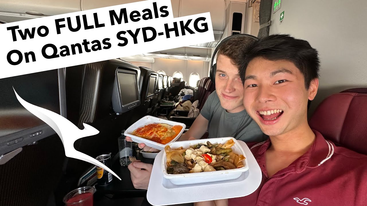 QANTAS предлагает так много еды! (Эконом-класс A380 в Гонконг)