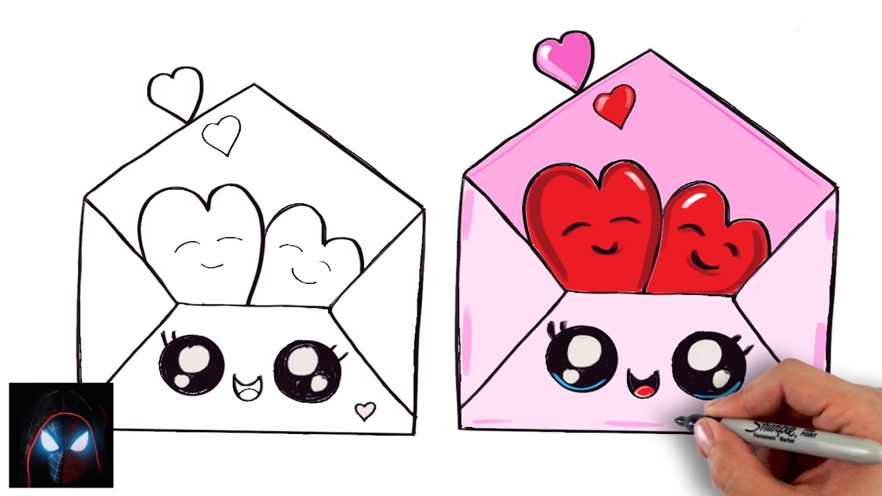 How to Draw Cute Envelope with Hearts Valentine s Art