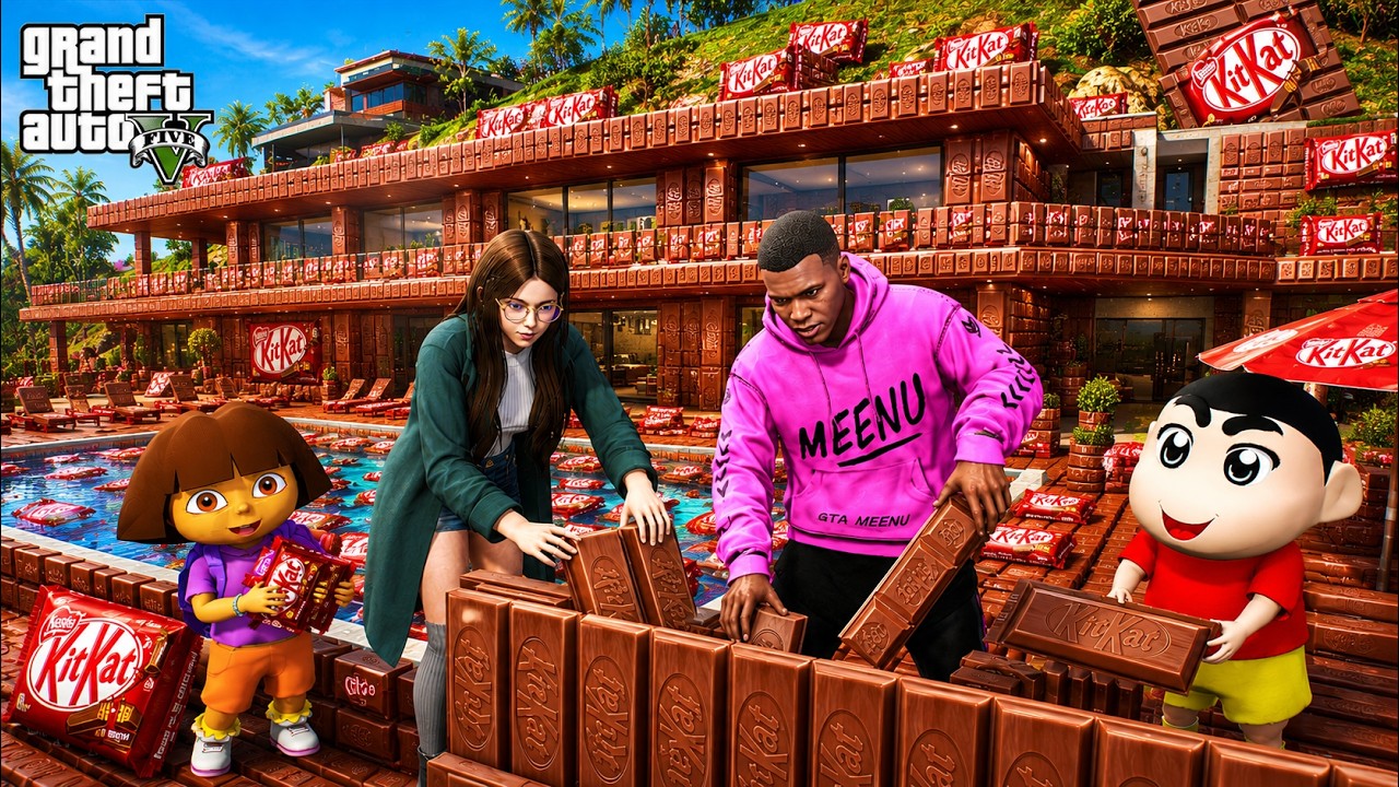 Shinchan & Franklin Builds a Kit Kat Chocolate House 🍫🤯 | GTA 5 Tamil Mods