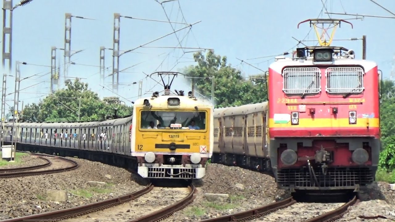Dangerous Dust Storm Wap4 Howrah Intercity Express & Bandel Katwa Local Train Skipping Huge Curve