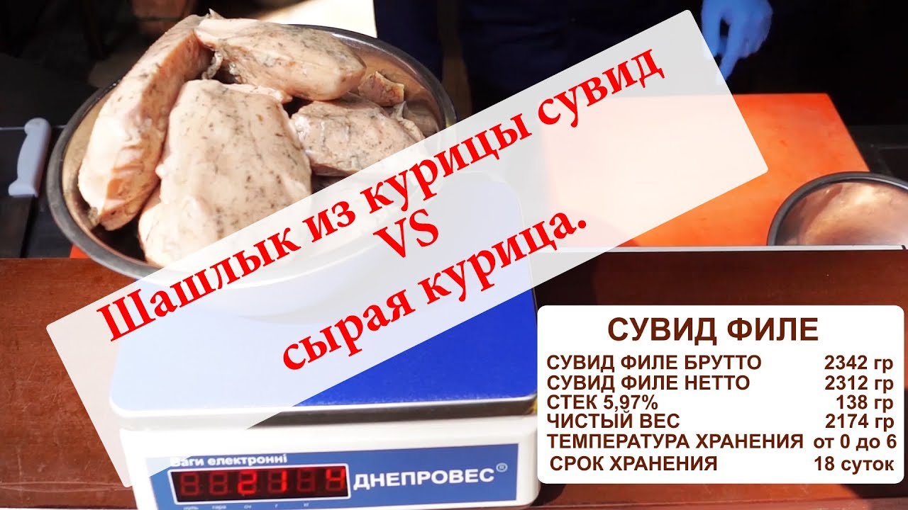 Первый раунд.  Шашлык из курицы сувид, су-вид, су вид VS сырая курица