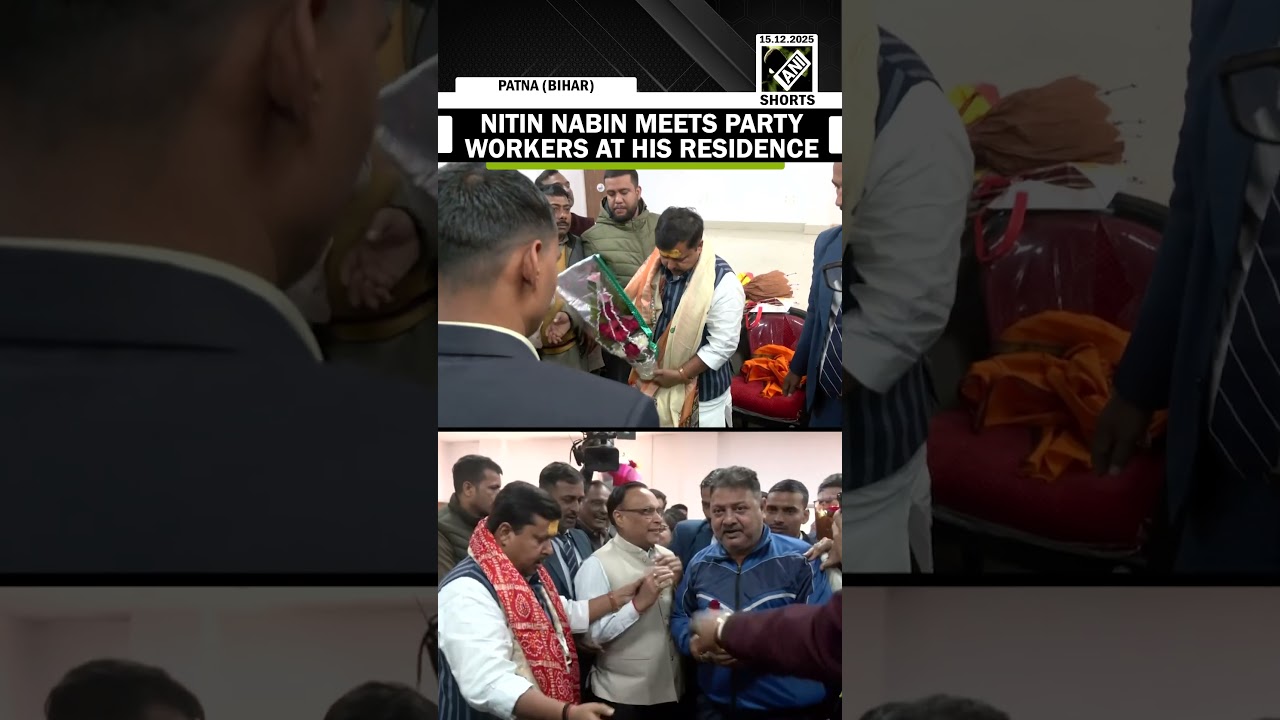 Newly appointed BJP National Working President Nitin Nabin meets party workers at his residence