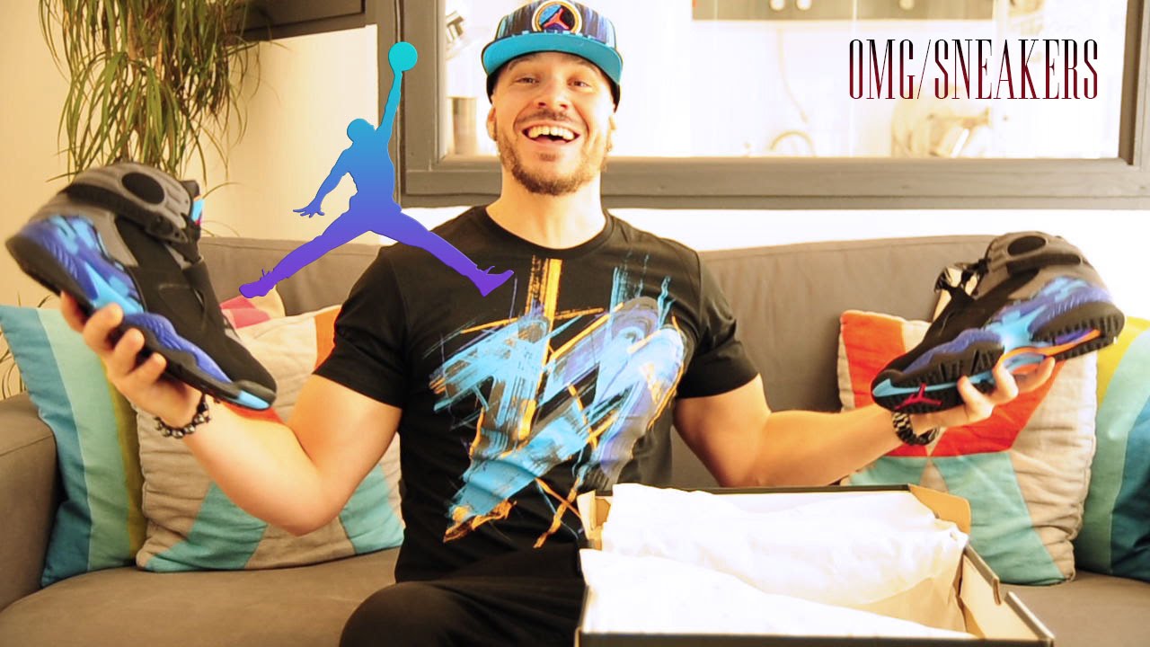 AIR JORDAN 8 AQUA ON FEET REVIEW UNBOXING 9 - French