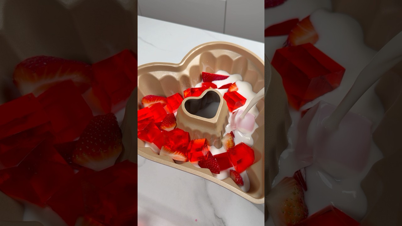 let&rsquo;s make a heart-shaped jelly ❤️❤️❤️ #dessert #satisfying #jelly #sweet #cake #jellycake