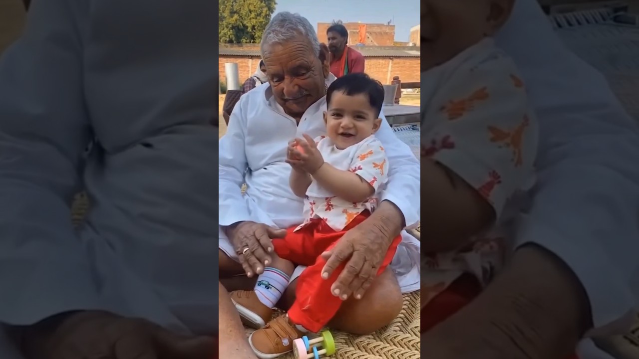 सांसद धर्मेंद्र यादव जी के पिता अपने पोते के साथ..#dharmendrayadav #akhileshyadav #cutebaby