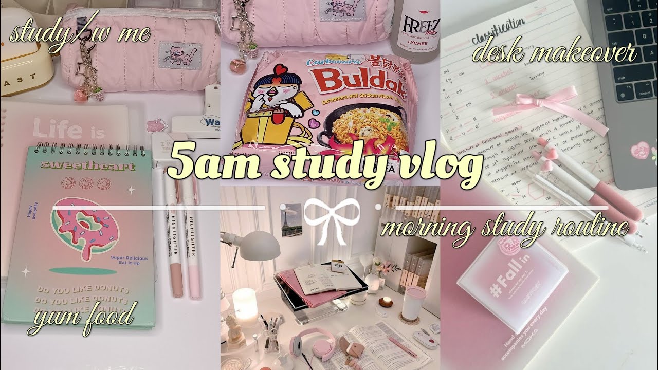 school vlog with real energy — 5am morning routine, study grind & DIY desk