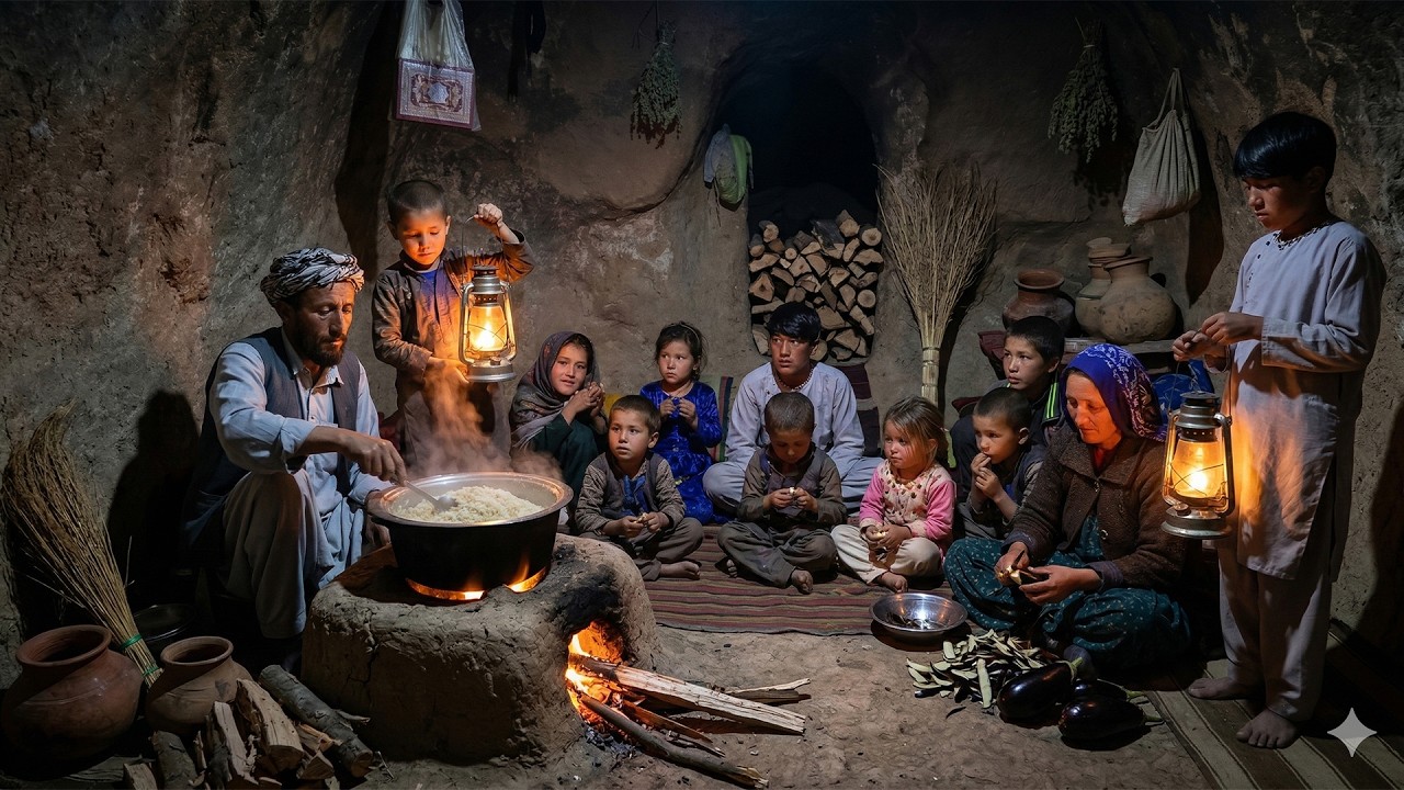 Night Cooking in a Cave | A Warm Family Life Inside the Cave 🔥🌙