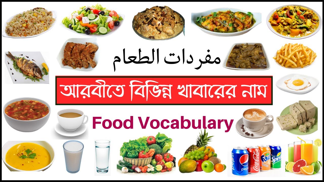 আরবিতে খাবারের নাম - Arbi to Bangla Food Names - Learn Arabic Food Names