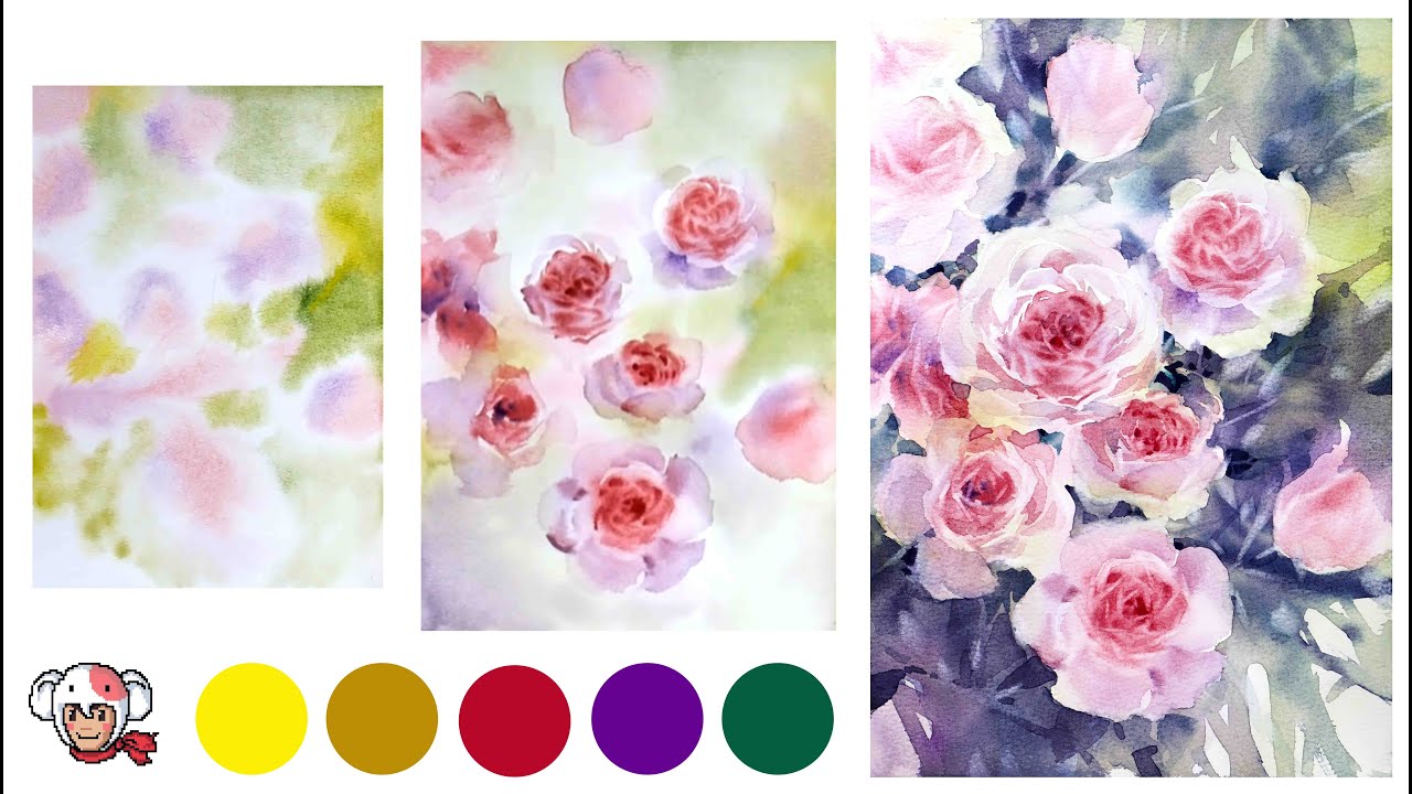 Demonstrate Pink Roses 2025 Step by step watercolour