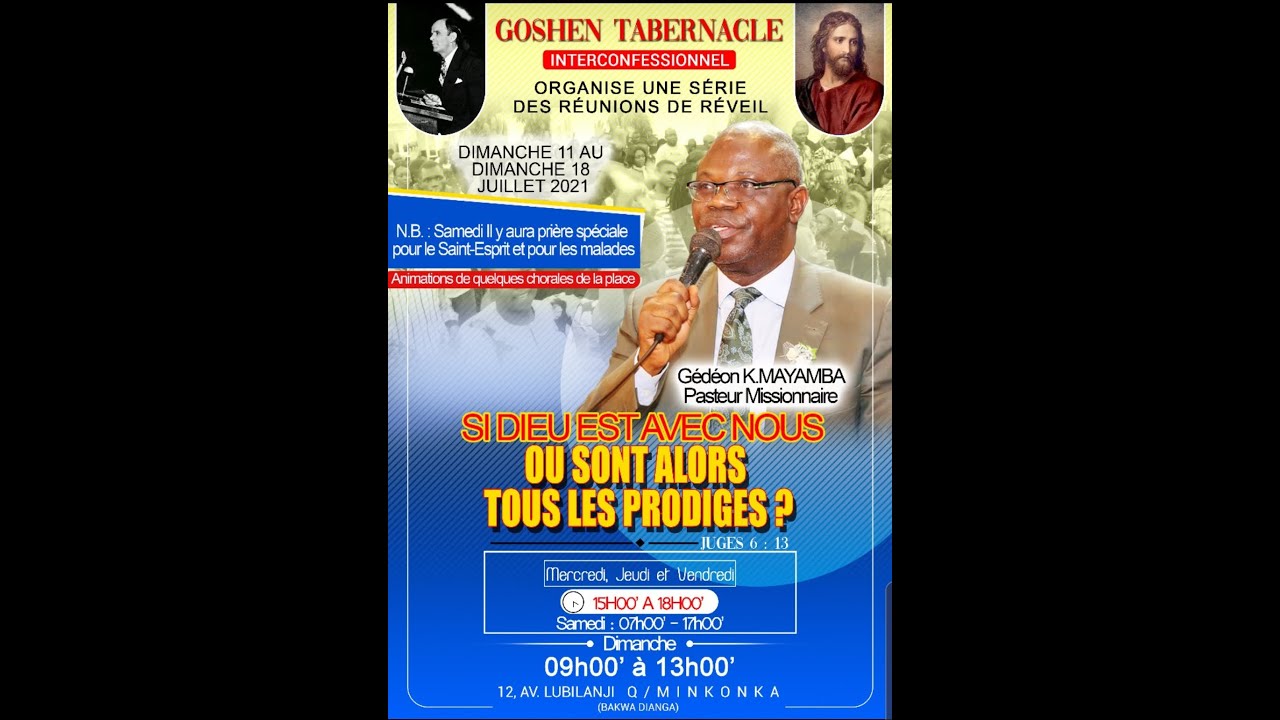 Pasteur Gedeon kasonga Mayamba Thème  : Si c'est toi! Donne moi un signe.