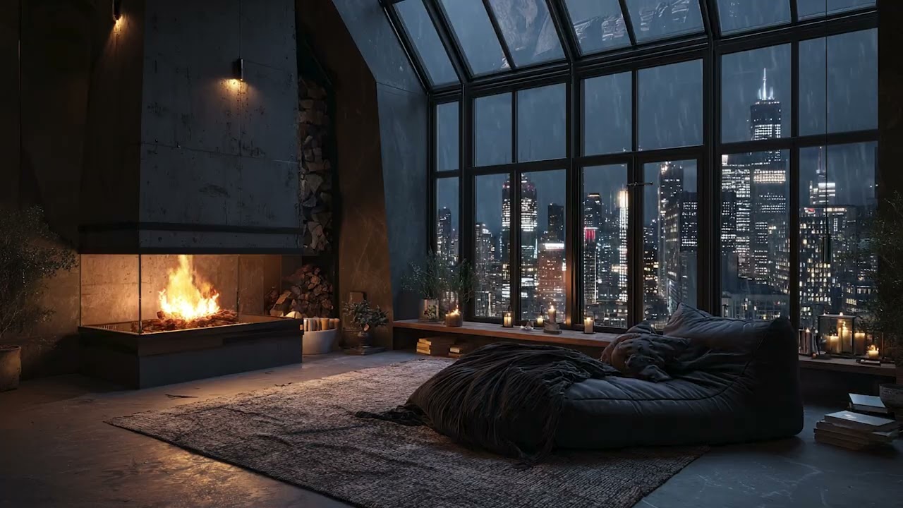Dreamy Piano Rain 🌧️🔥 Cozy Fireplace Sounds for Deep Relaxation