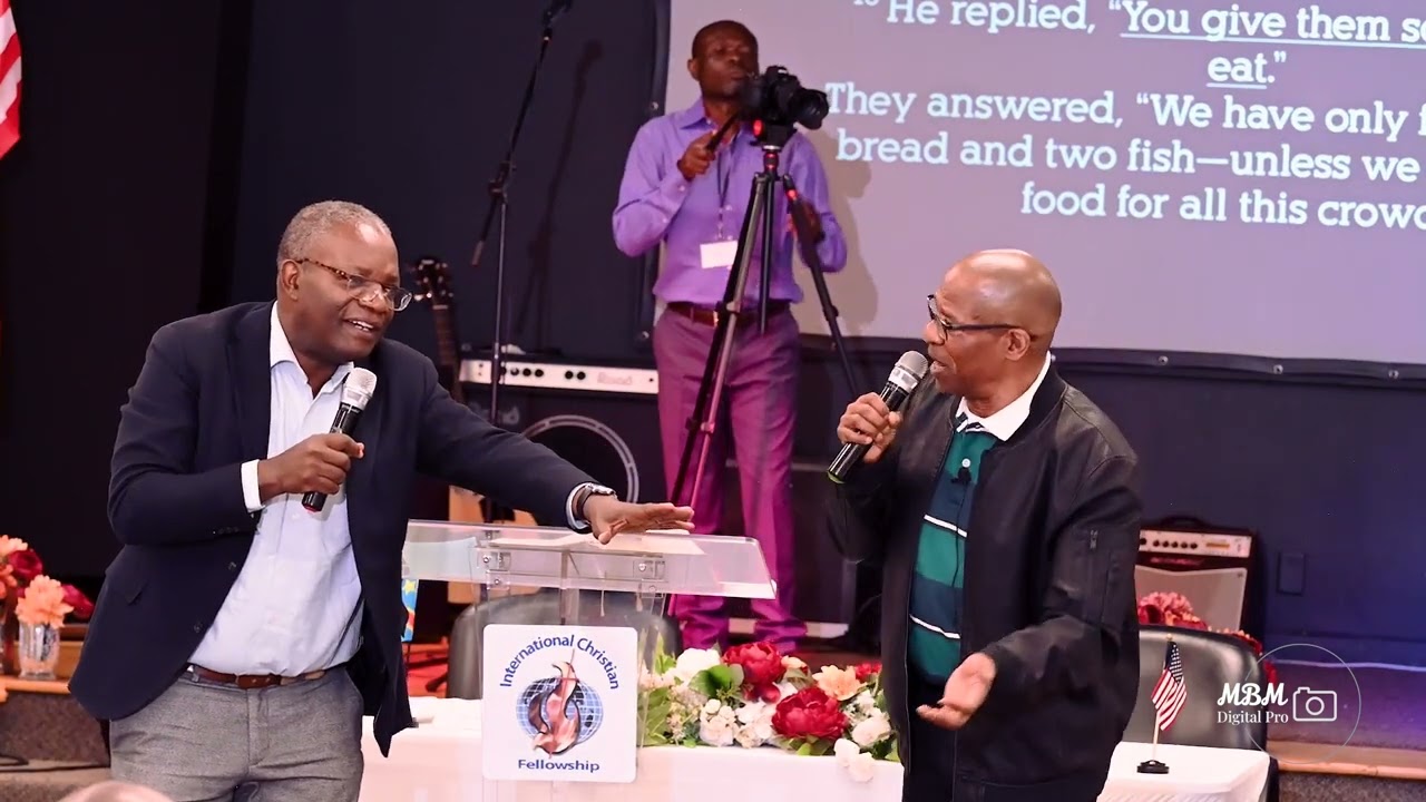 Pastor Dr. Emmanuel Mukwege giving the morning devotion at the International Christian Fellowship