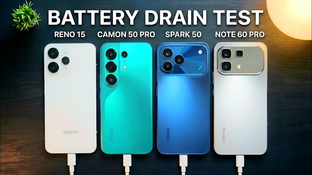 Battery Drain Test Infinix Note 60, Pro vs Spark 50 vs Camon 50 Pro vs Reno 15 | PUBG Test | BGMi |