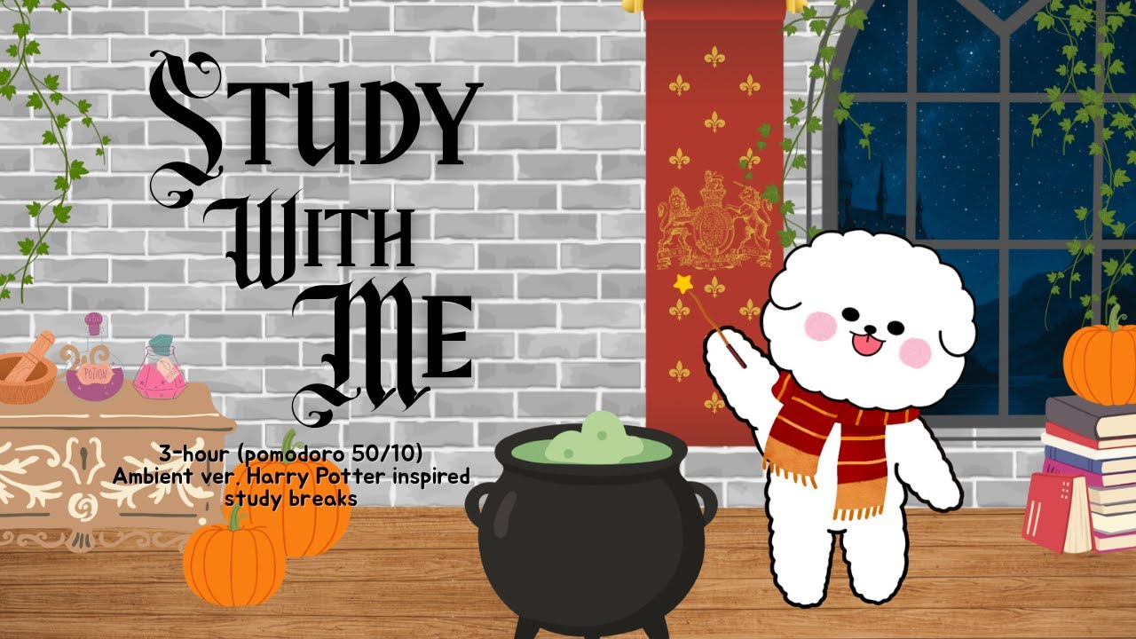 🦉STUDY WITH ME at Hogwartz [ambient ver.] Pomodoro 50/10 | Harry Potter inspired for work and study