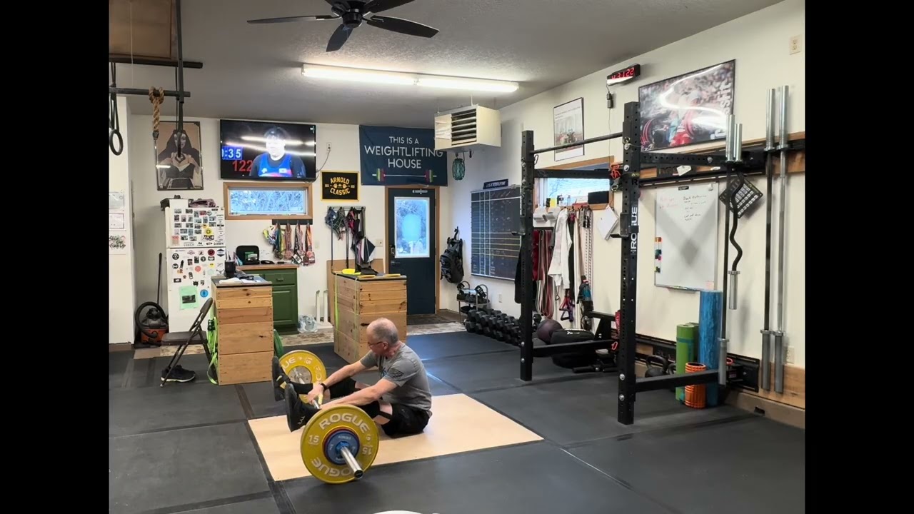 Rough day.  Hang snatch complex, front squat and lat pull downs 