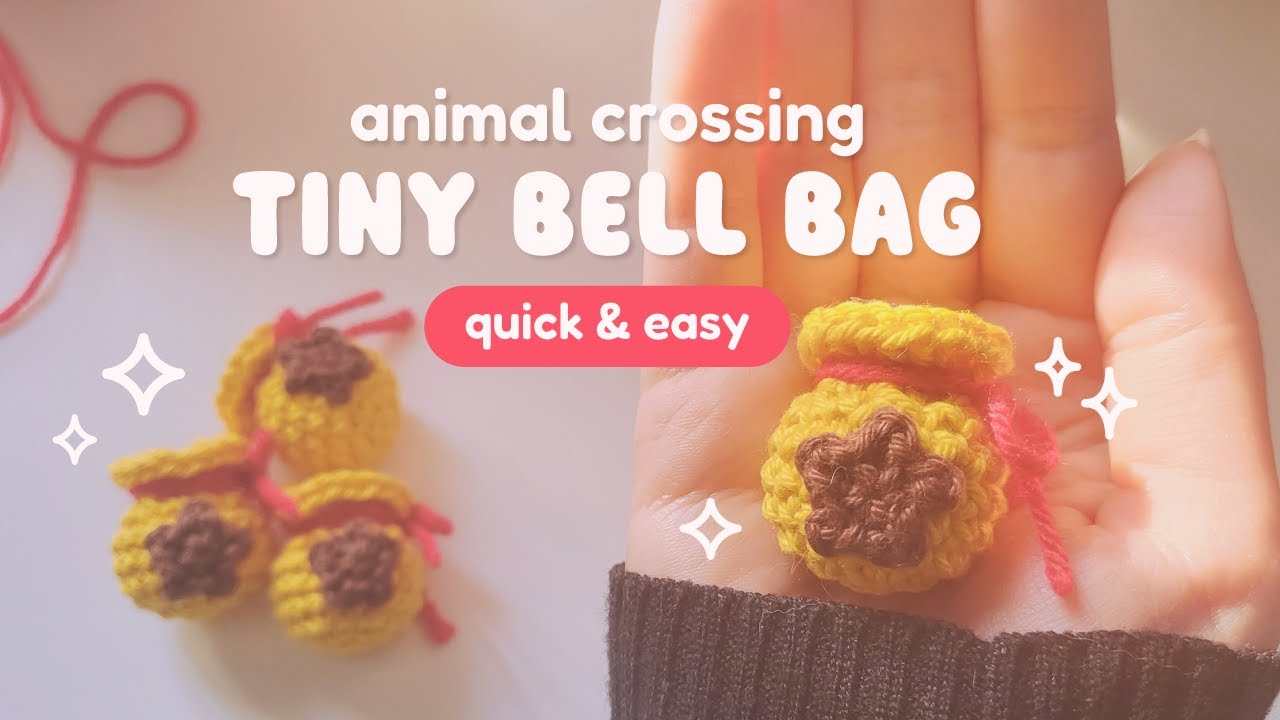 tiny crochet animal crossing bell bag tutorial for beginners
