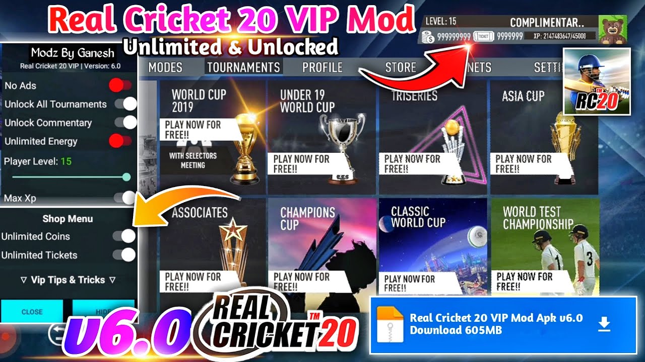 Real Cricket 20 Mod Apk v6.0 | Real Cricket 20 VIP Mega Mod Menu v6.0 | Real Cricket 20 Hack v6.0