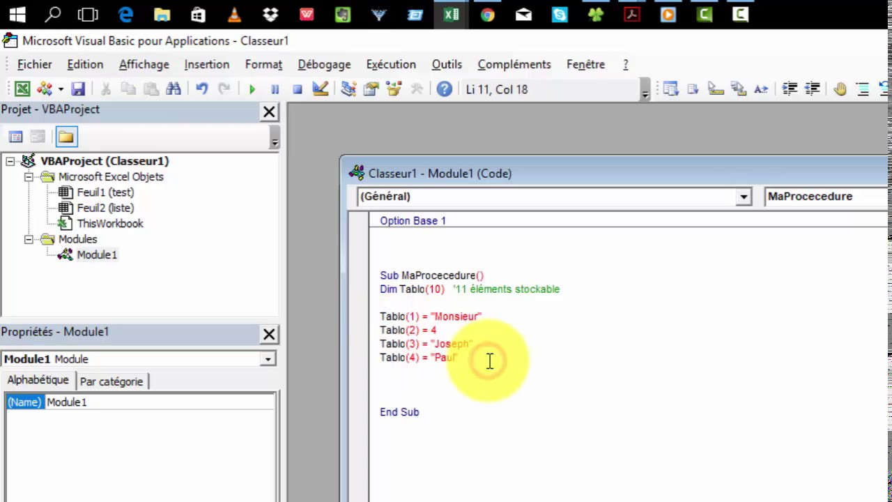 Excel VBA Les variables Tableaux Part1