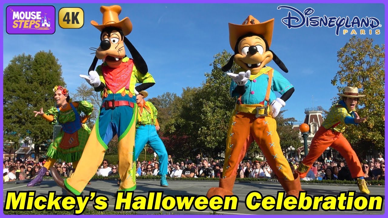 Mickey’s Halloween Celebration Parade w/Goofy, Max, Daisy, Clarabelle Stage at Disneyland Paris (4K)