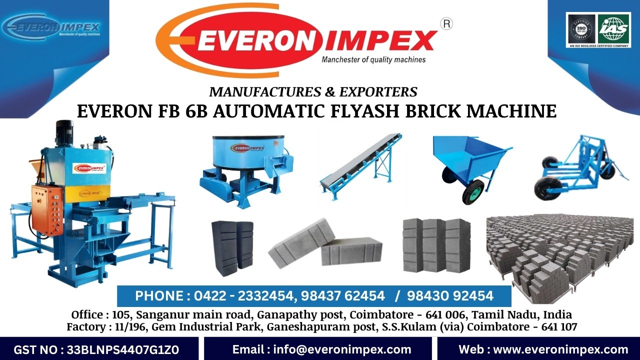 Everon Automatic Fly Ash Brick Making Machine - FB 6B | Full Setup & Demo | Call - +91 98437 62454