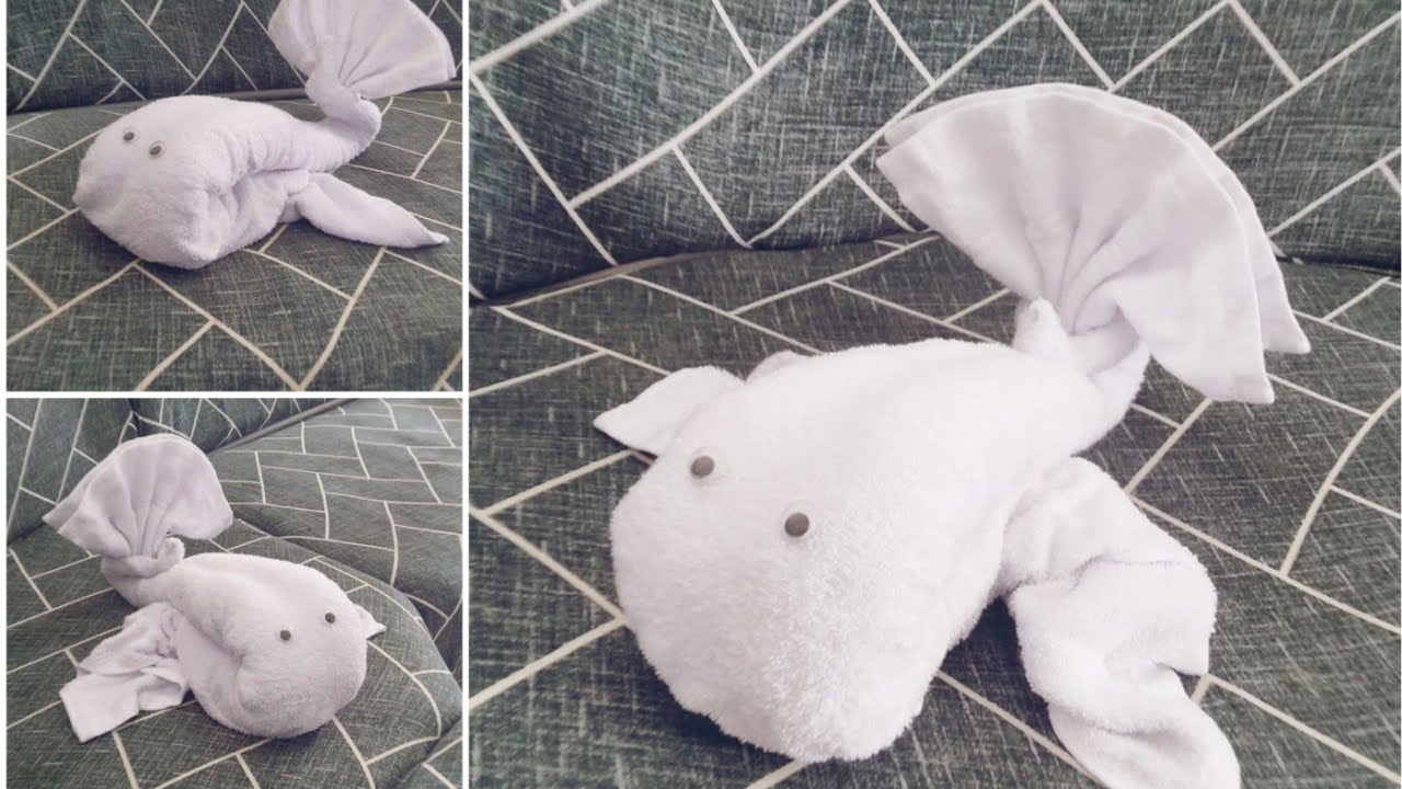 TOWEL FISH WHALE TUTORIAL -  TOWEL ANIMAL FOLDING | TOWEL ART | IKAN PAUS DARI HANDUK