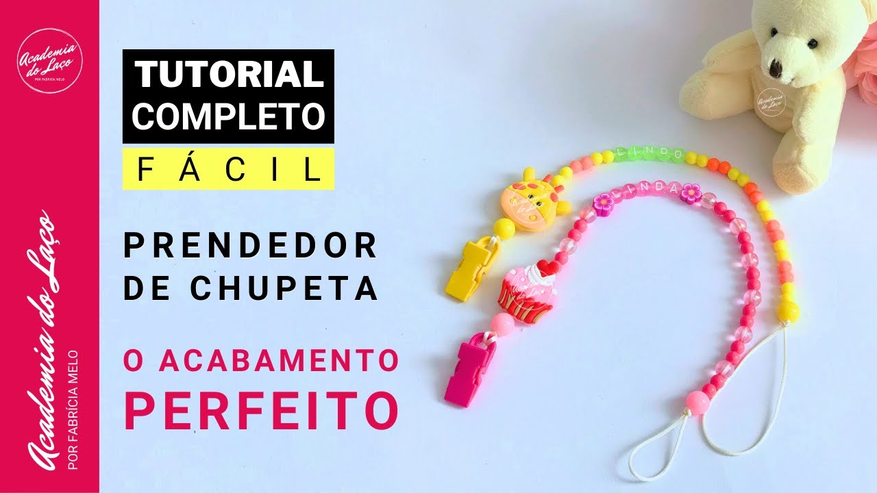 Prendedor de chupeta com um acabamento perfeito e unissex