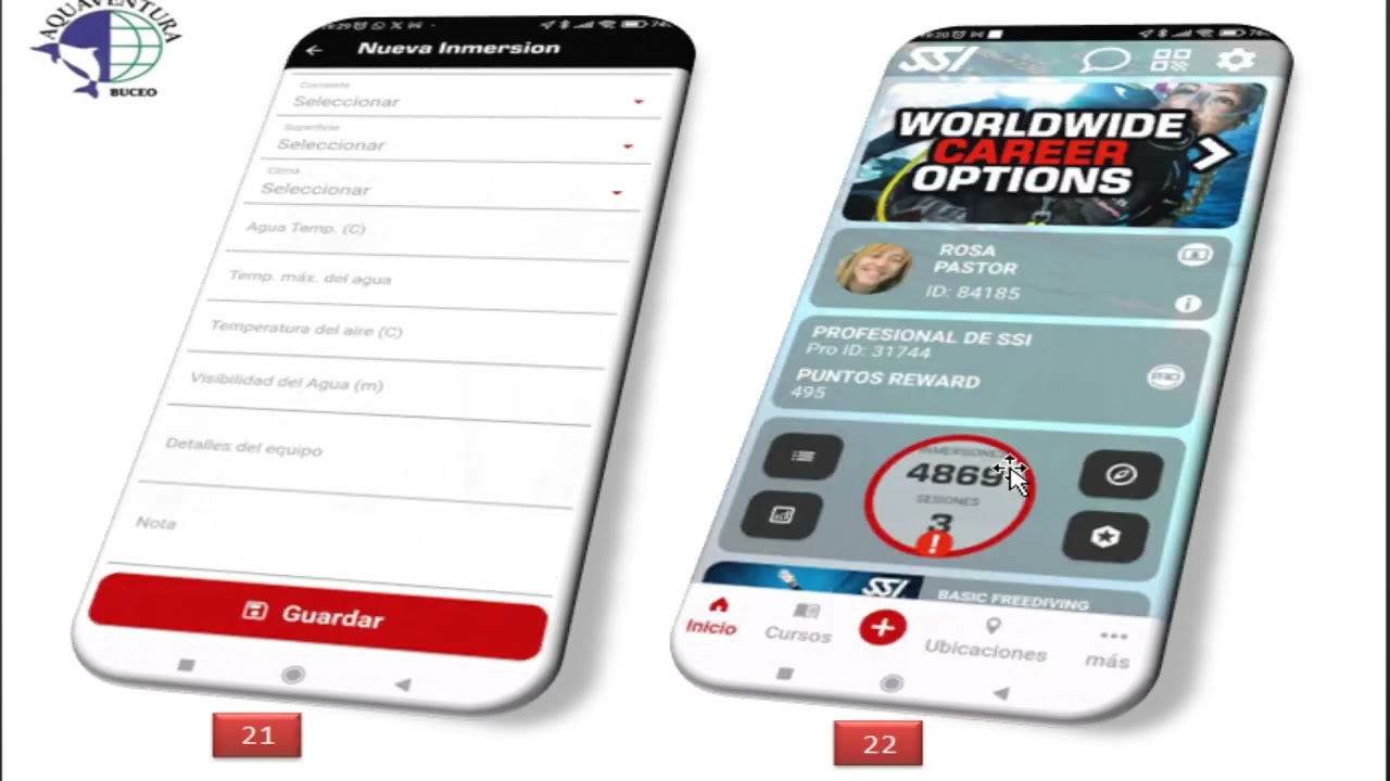 Registrar inmersiones en la APP de SSI