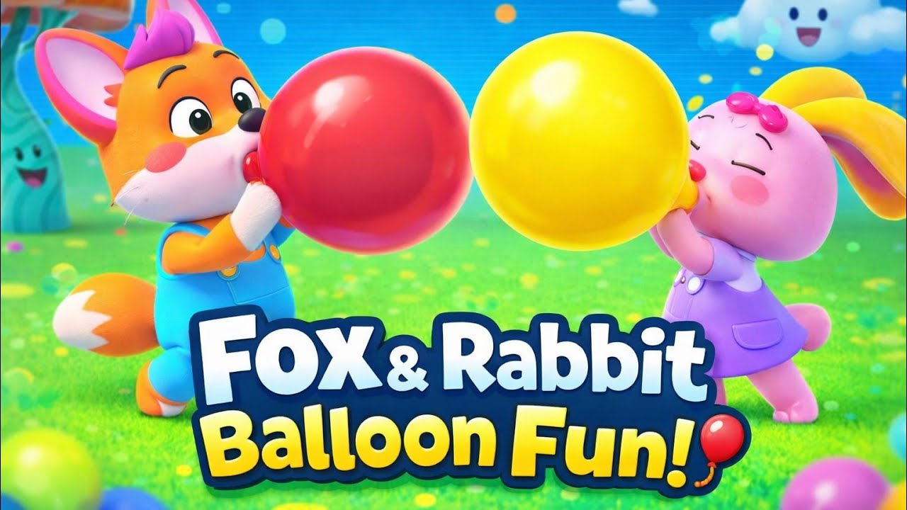 Fox & Rabbit Balloon Game 🎈 | Fun Kids Cartoon | Learn with Fun