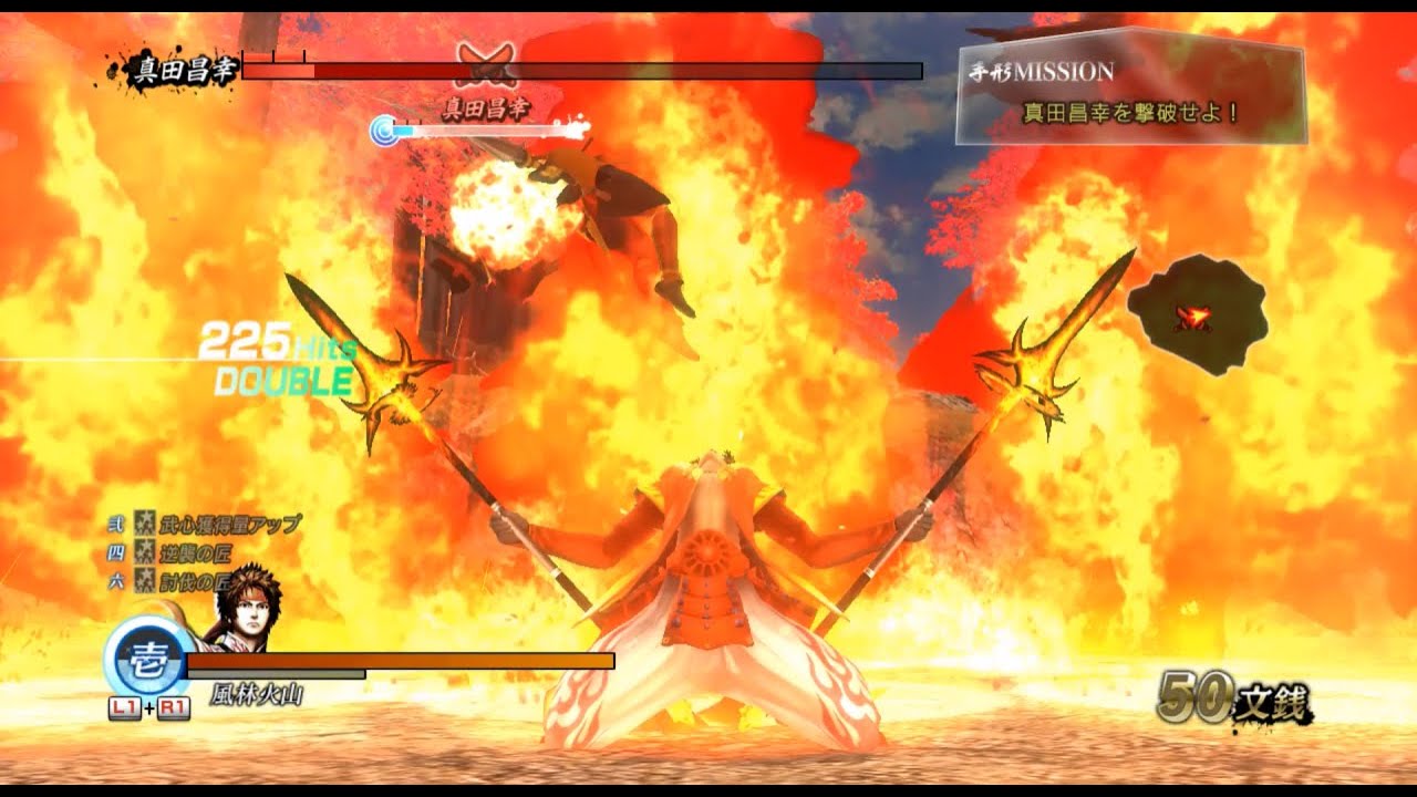 Sengoku BASARA Sanada Yukimura Den: Sanada Yukimura all skill & basara attack, combo in row!