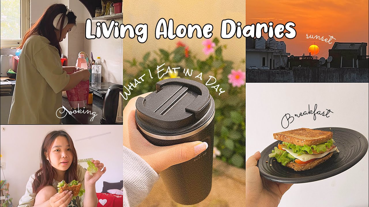 Living Alone Diaries 🥯☕️| What I Eat in a Day {Dal Chawal🍛}👩🏻‍🍳| a day in my life🌻🌇