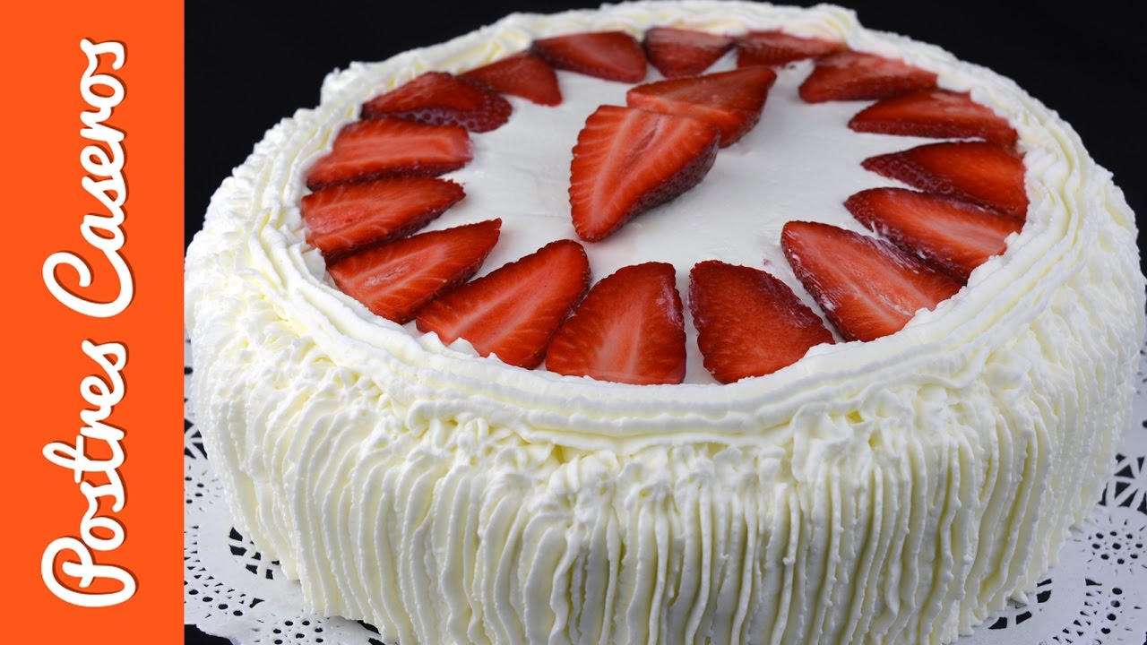 Tarta de cumpleaños fácil con nata, fresas y crema pastelera - tarta de cumpleaños javier romero